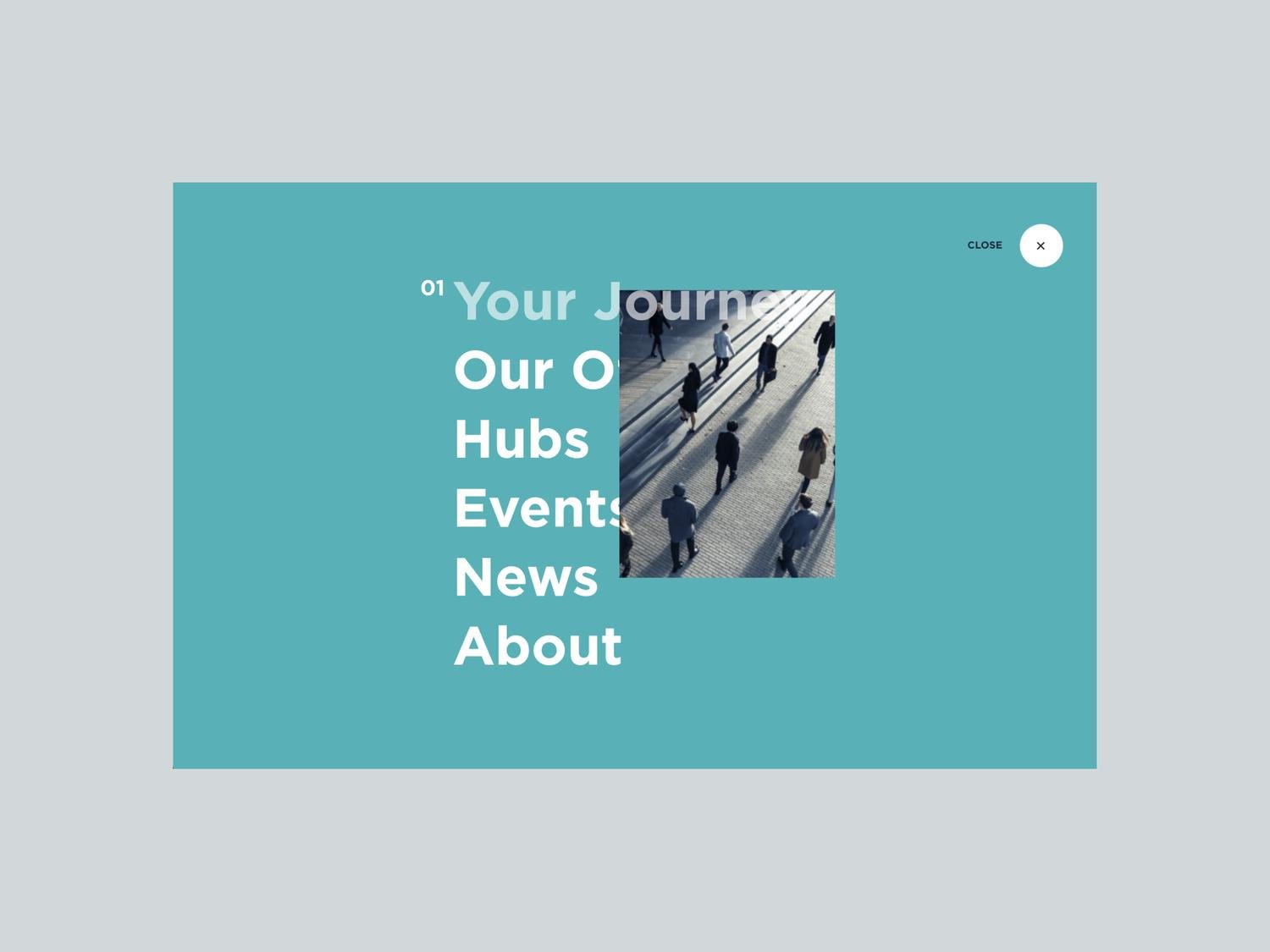 Dubai Future District — Full-screen navigation with image hover